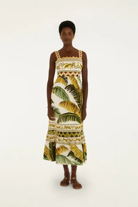 FARM RIO TRANCOSO SAND SLEEVELESSMAXI DRESS