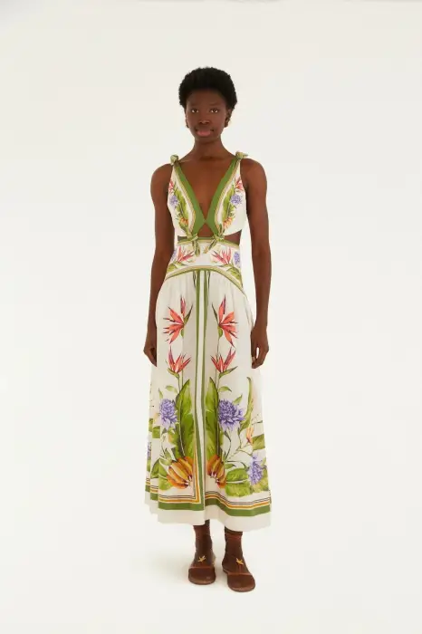 FARM RIO TROPICAL SCARF SAND MAXIDRESS