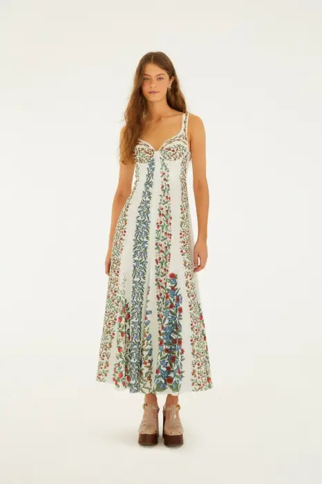 FARM RIO FRUIT BEAUTY OFF-WHITE MAXI DRESS