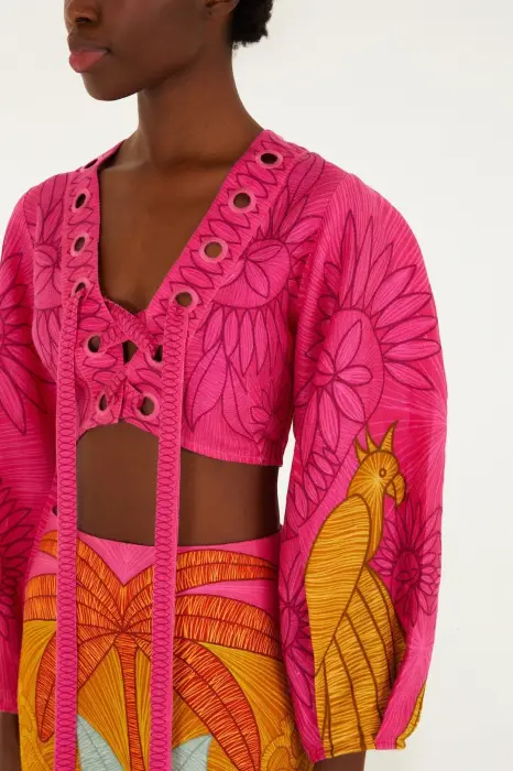 USIACURI MULTICOLOR EYELET BLOUSE