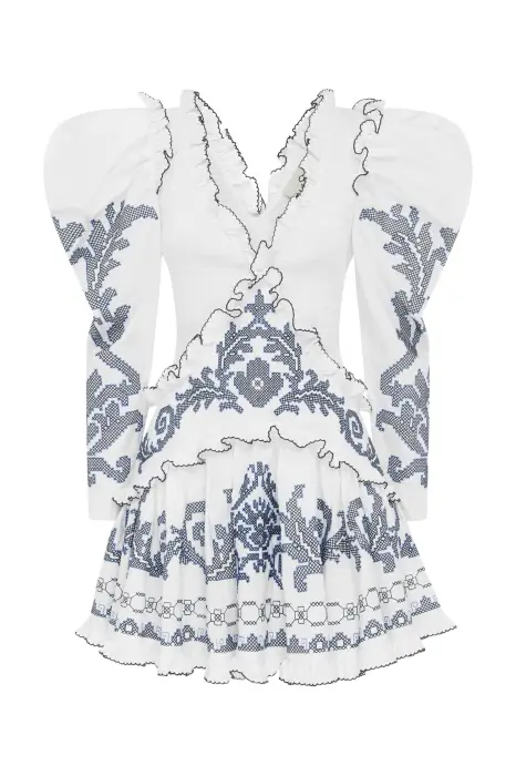 ALEMAIS HAZEL EMBROIDERED MINI DRESS