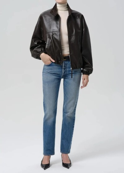 CITIZENS OF HUMANITY BARRACUTA BUBBLE JACKET IN CHOCOLATE